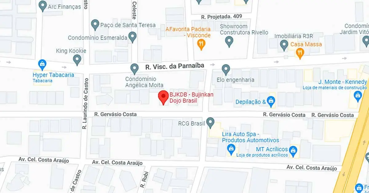 Mapa de Localização Onde Treinar Ninjutsu pela BJKDB - Bujinkan Dōjō Brasil